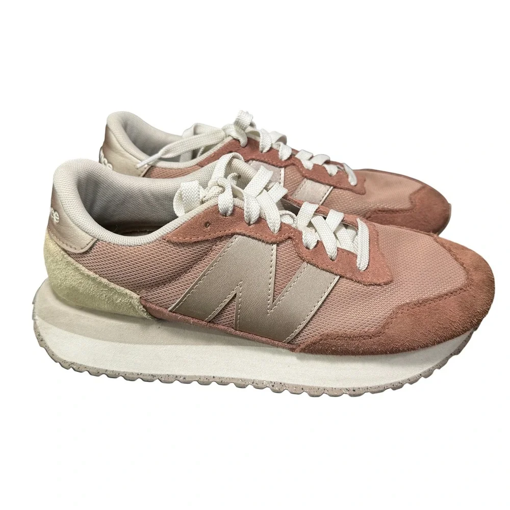 New Balance 237 Sneakers Womens 7.5 Rose Pink WS237MSC Suede Mesh Low Top